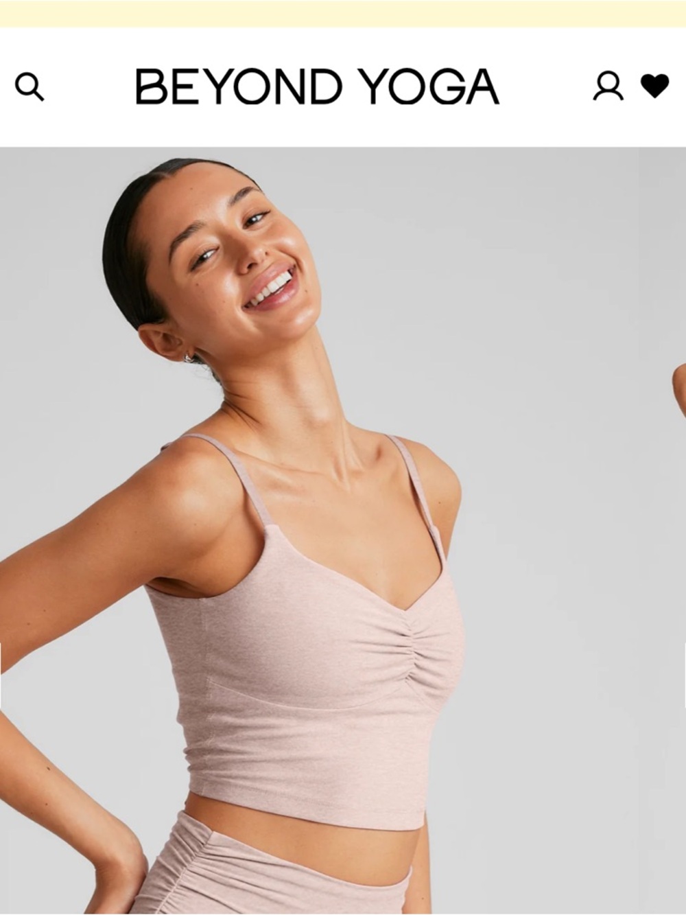 Beyond Yoga Dusty Blush Ruched Cropped Tank